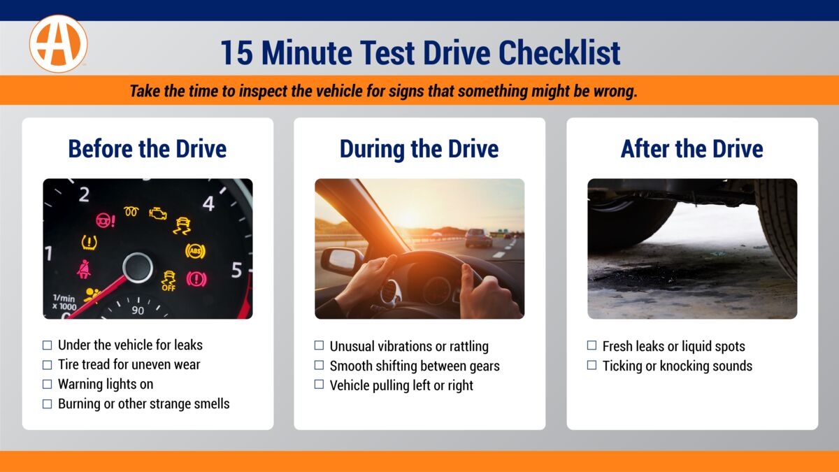 15 minute test drive checklist