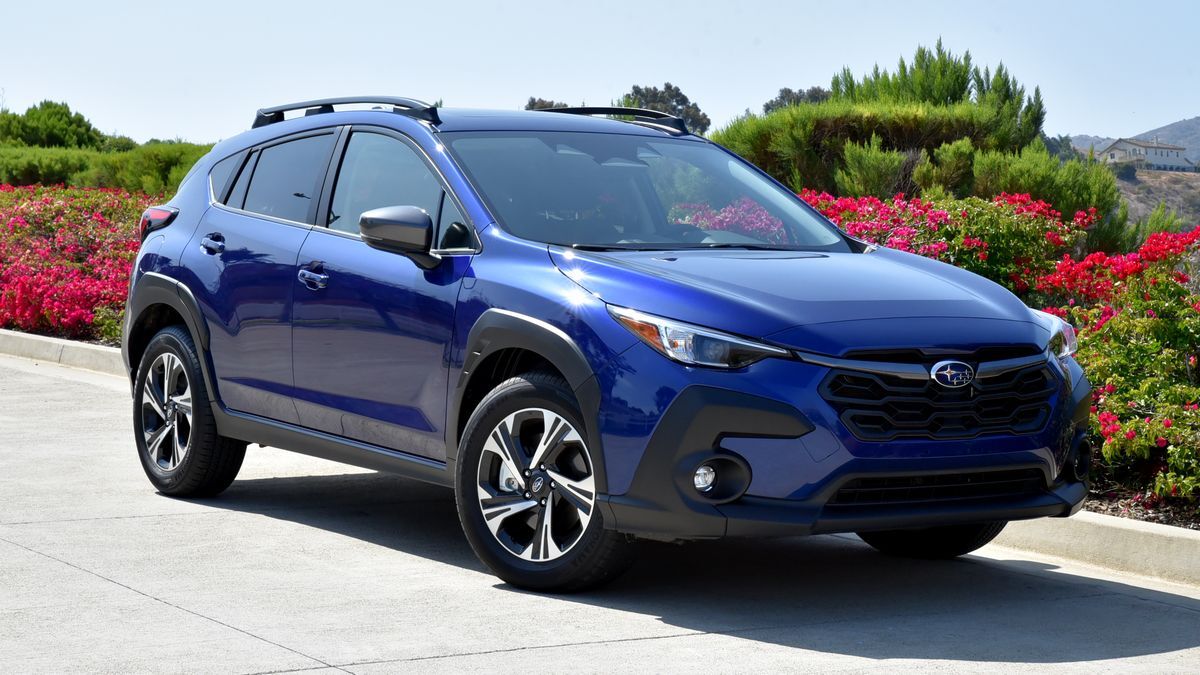 2025 Subaru Crosstrek with hills in the background.