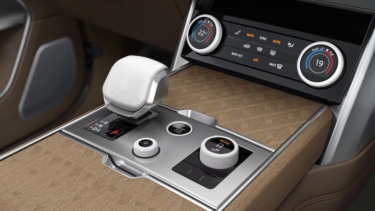 The gear shifter in a Land Rover Range Rover