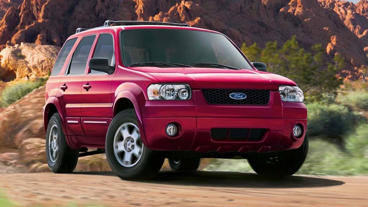 2007 Ford Escape in red.