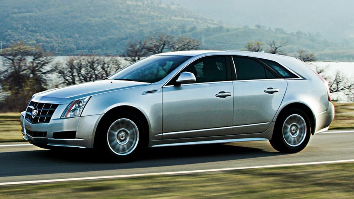 2014 Cadillac CTS Sport Wagon in silver.