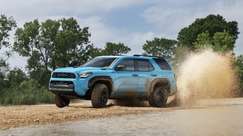 The 2026 Toyota 4Runner TRD Pro seen in action from a front quarter angle