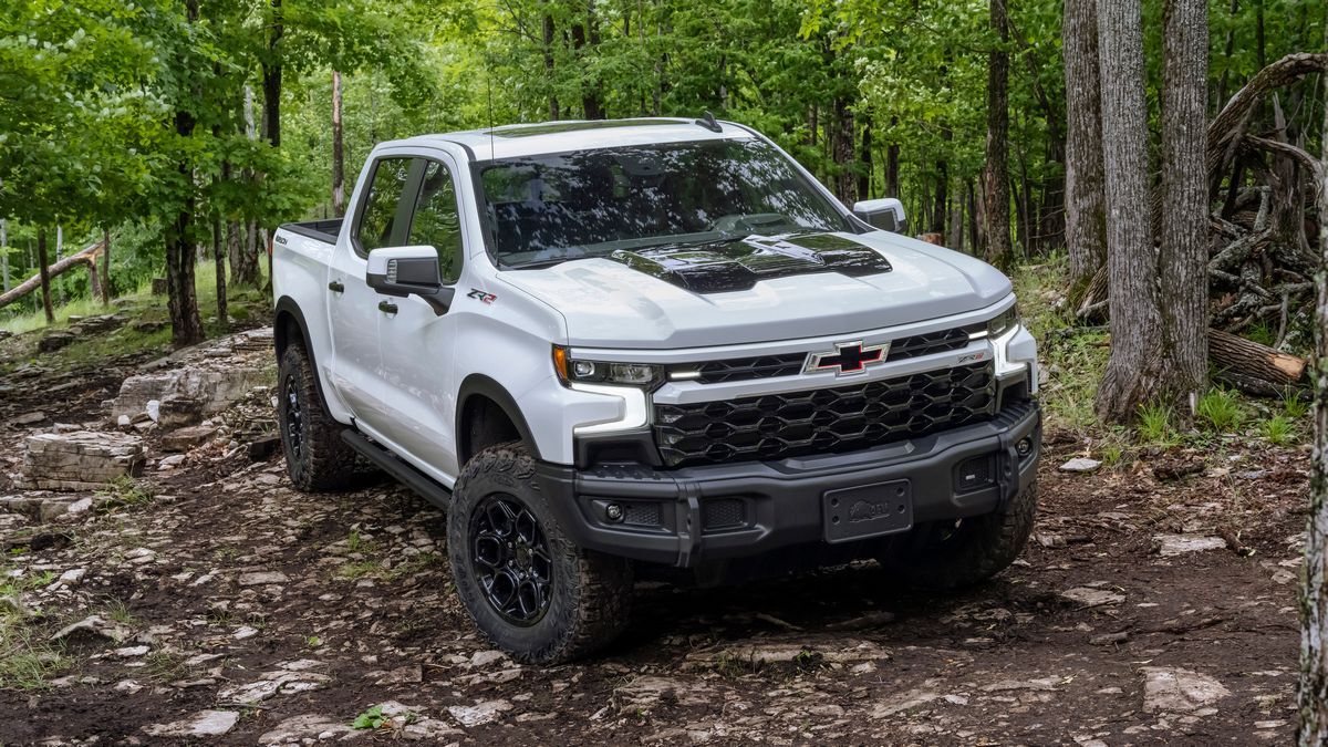 2025 Chevrolet Silverado ZR2 Bison on a wooded off-road trail.