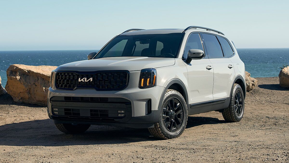 2025 Kia Telluride parked by a beach.