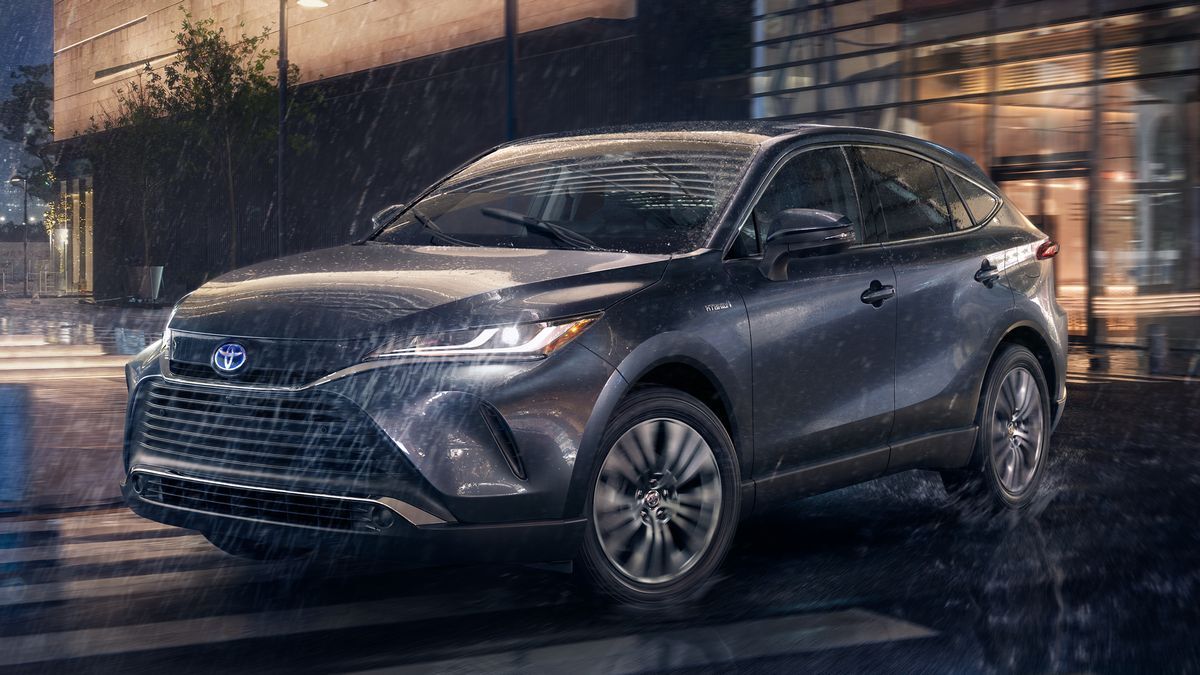 The 2024 Toyota Venza in gray seen from a front quarter angle